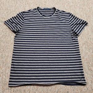 Polo Ralph Lauren Shirt Mens Large‎ Blue Grey Striped Pullover Tee Pony Classic